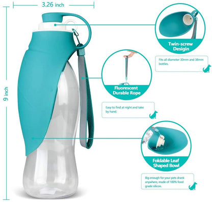 Portable Dog Foldable Leaf Water Bottle / Water Bowl